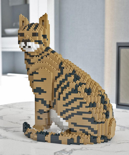 Brown Tabby Cat Sculpture - LAminifigs , lego style jekca building set