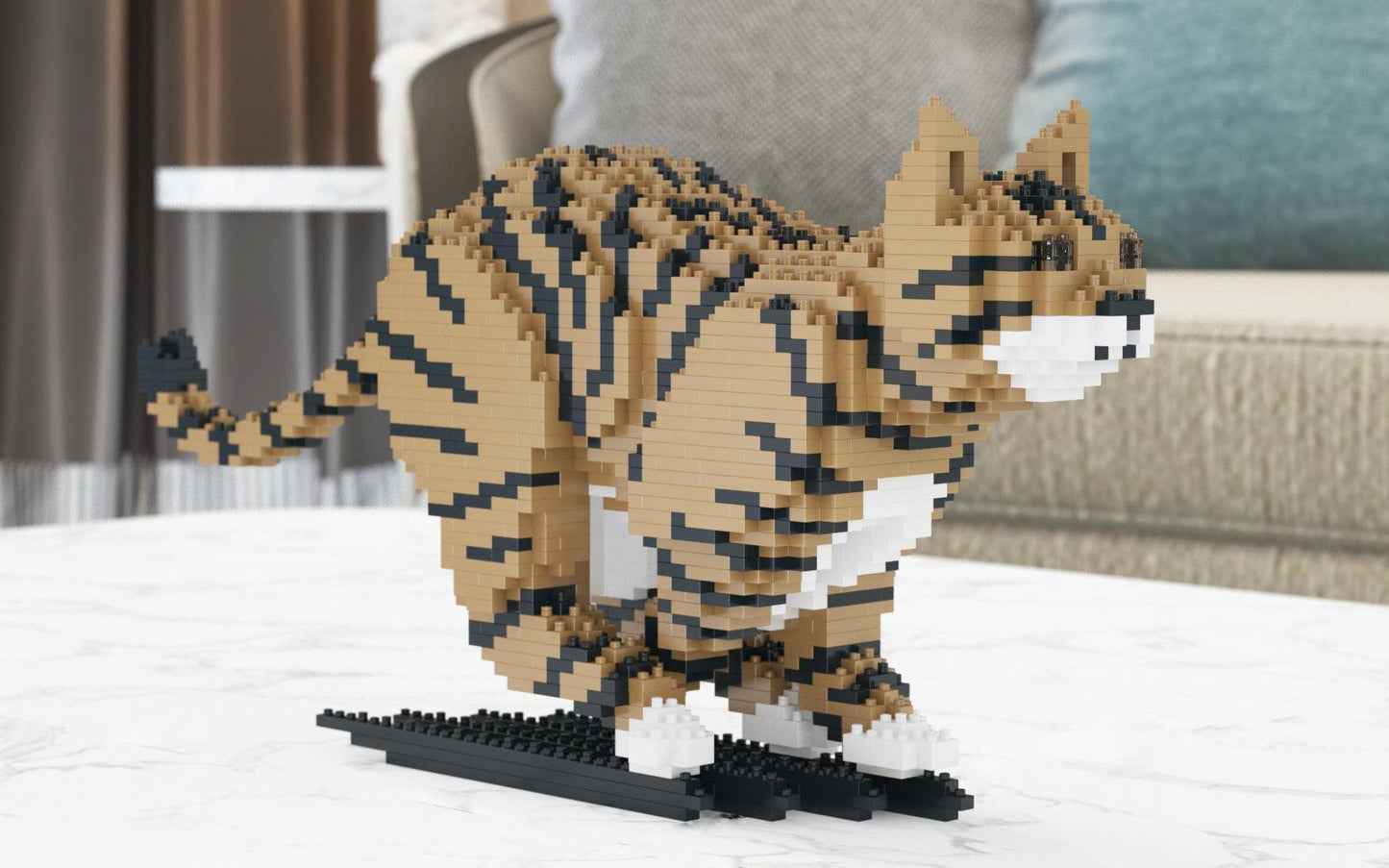 Brown Tabby Cat Sculpture - LAminifigs , lego style jekca building set