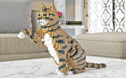 Brown Tabby Cat Sculpture - LAminifigs , lego style jekca building set