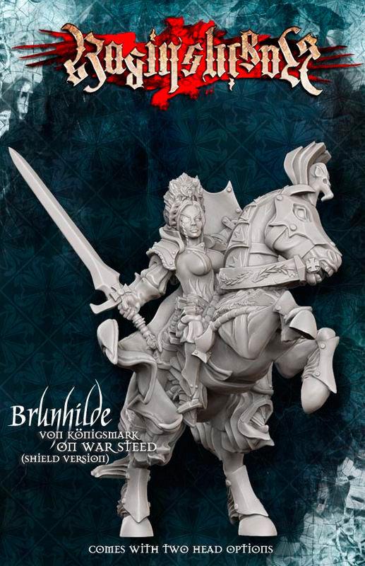 Brunhilde with Shield on War Steed - LAminifigs , lego style jekca building set