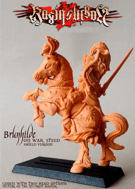 Brunhilde with Shield on War Steed - LAminifigs , lego style jekca building set