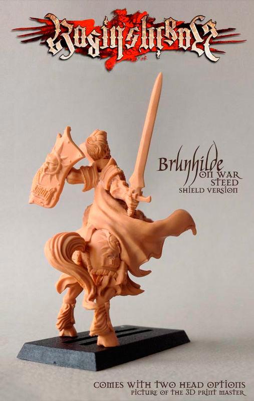 Brunhilde with Shield on War Steed - LAminifigs , lego style jekca building set