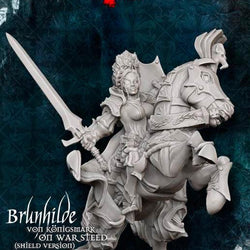 Brunhilde with Shield on War Steed - LAminifigs , lego style jekca building set