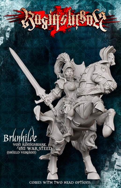 Brunhilde with Shield on War Steed - LAminifigs , lego style jekca building set