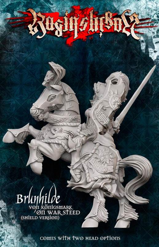 Brunhilde with Shield on War Steed - LAminifigs , lego style jekca building set