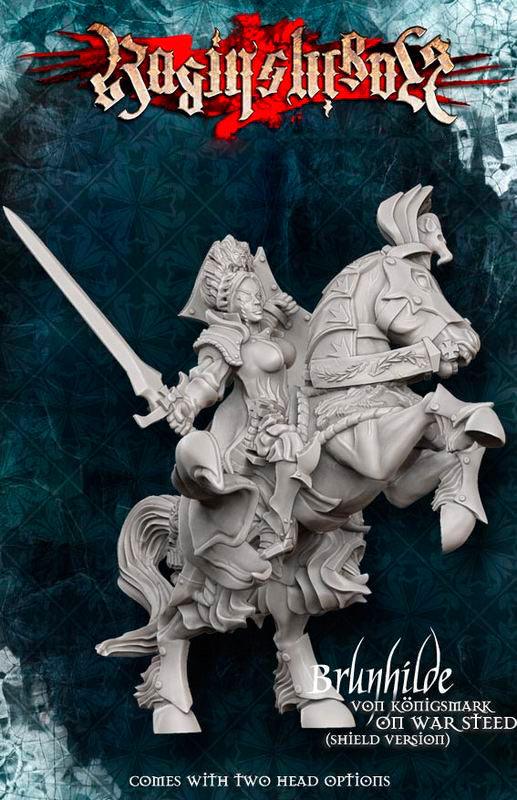 Brunhilde with Shield on War Steed - LAminifigs , lego style jekca building set