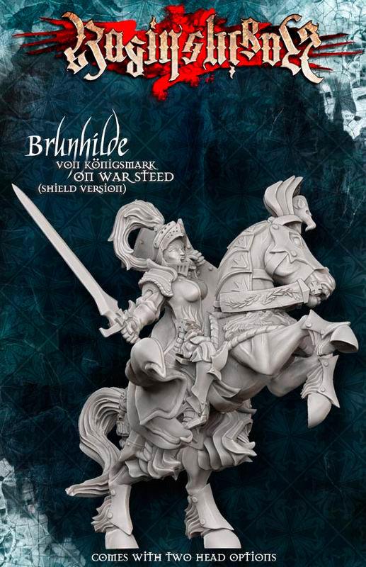 Brunhilde with Shield on War Steed - LAminifigs , lego style jekca building set