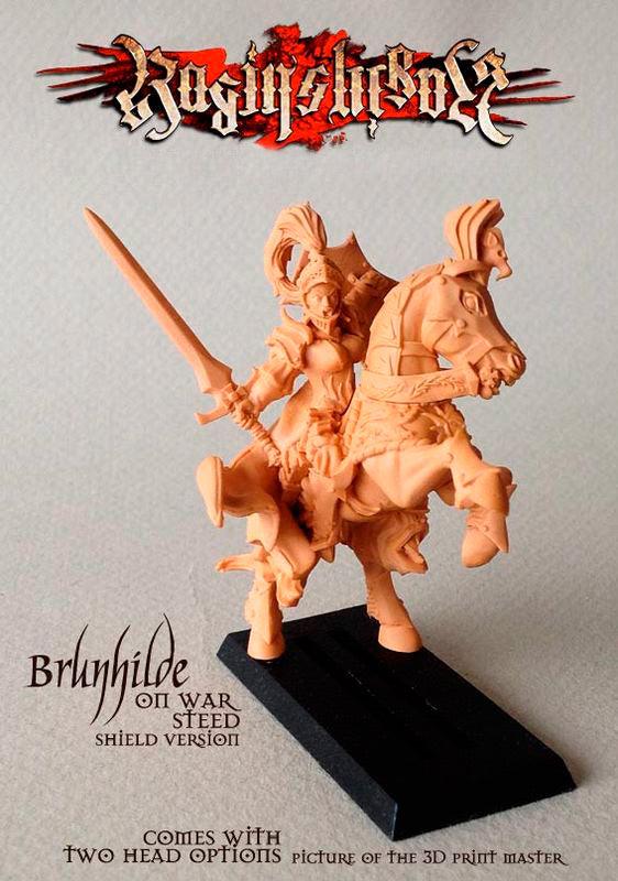 Brunhilde with Shield on War Steed - LAminifigs , lego style jekca building set