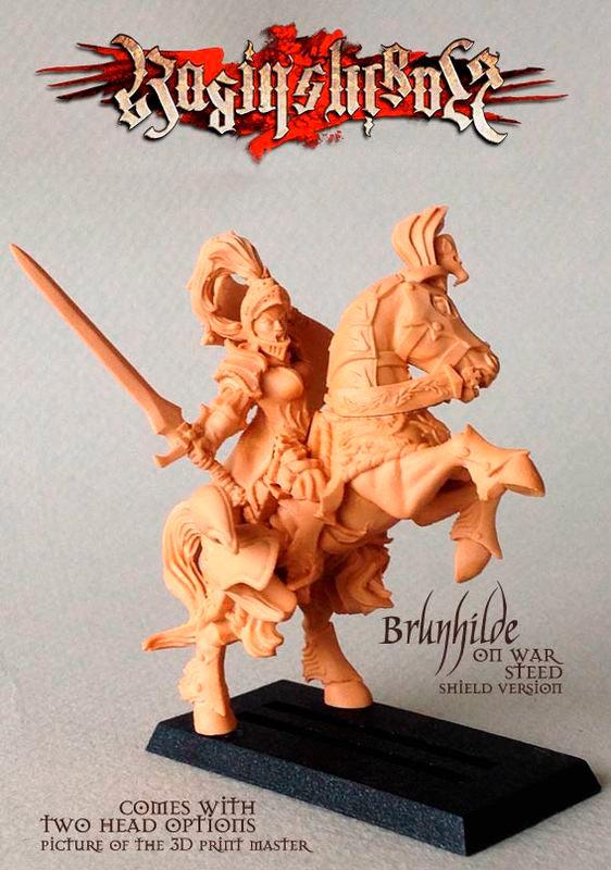 Brunhilde with Shield on War Steed - LAminifigs , lego style jekca building set