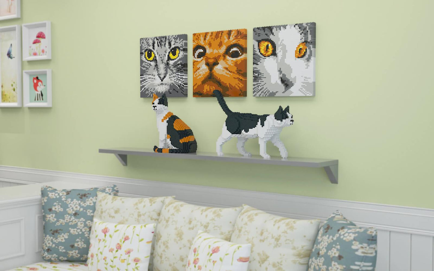 Cat Eyes Brick Paintings - LAminifigs , lego style jekca building set