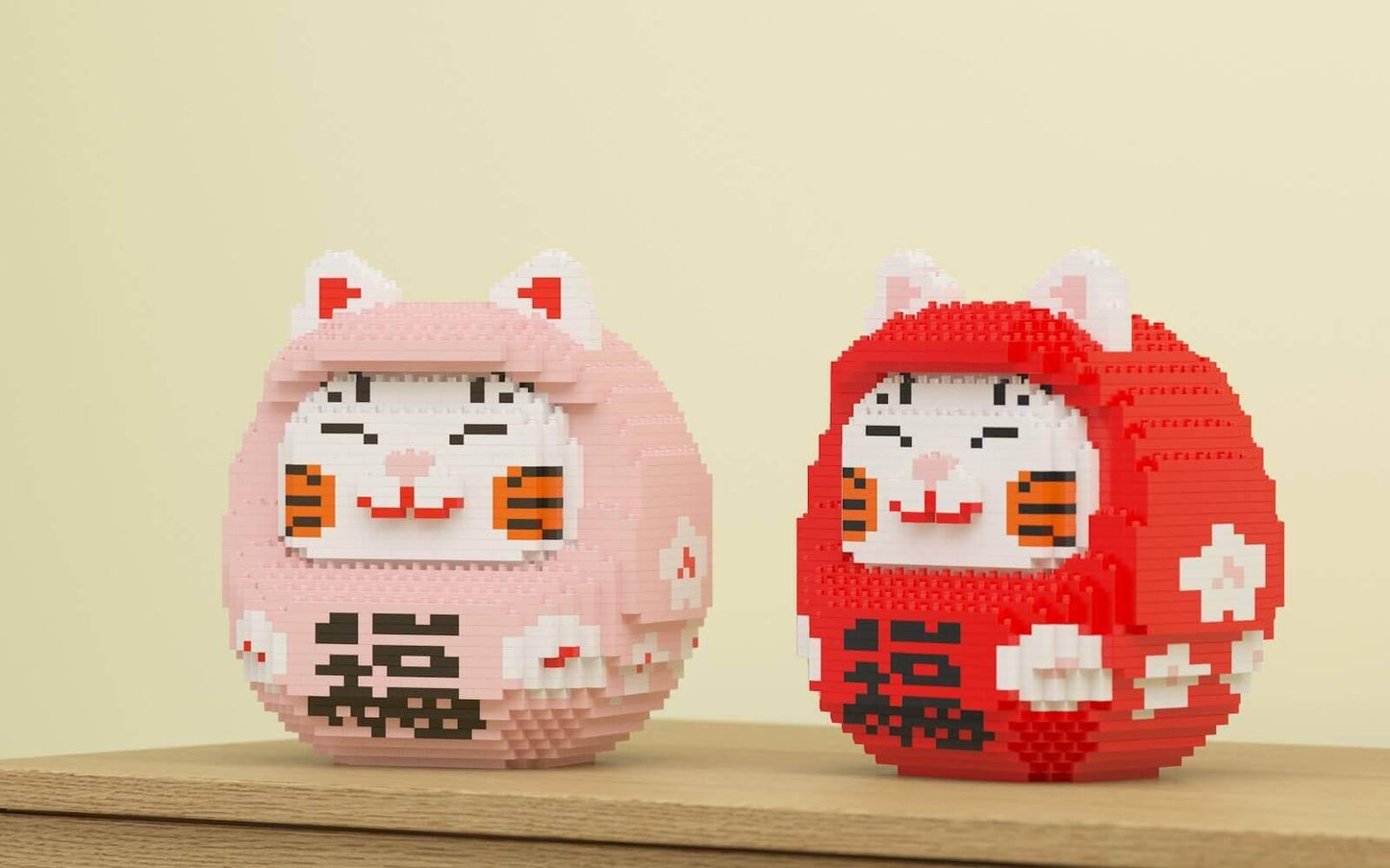 Daruma Maneki Neko Sculptures - LAminifigs , lego style jekca building set