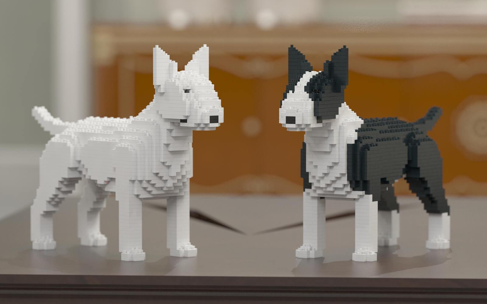 English Bull Terrier Dog Sculptures - LAminifigs , lego style jekca building set