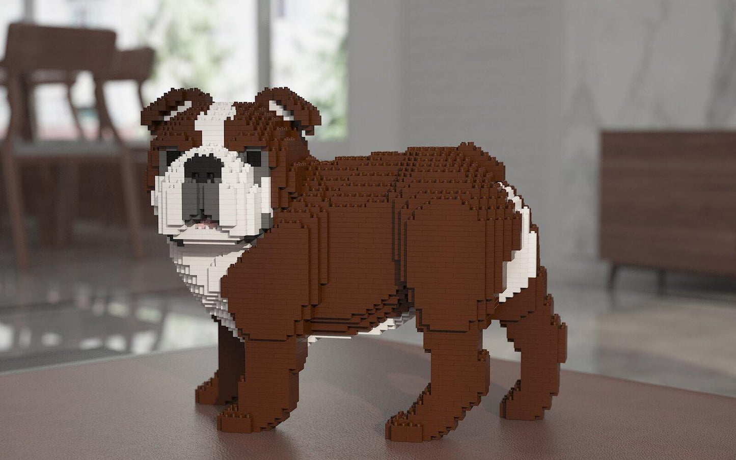 English Bulldog 4-in-1 Pack Dog Sculptures - LAminifigs , lego style jekca building set