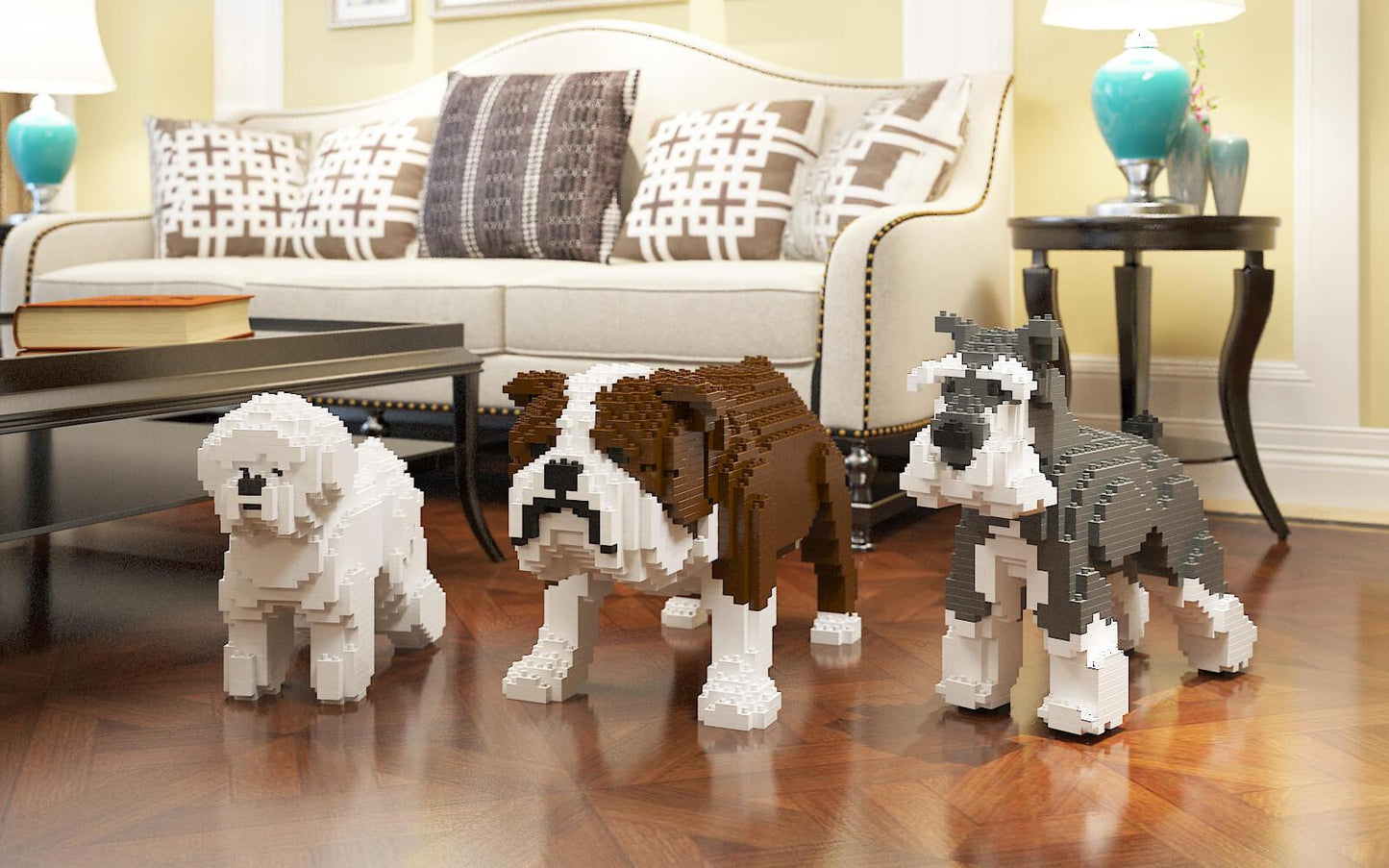 English Bulldog Dog Sculptures - LAminifigs , lego style jekca building set