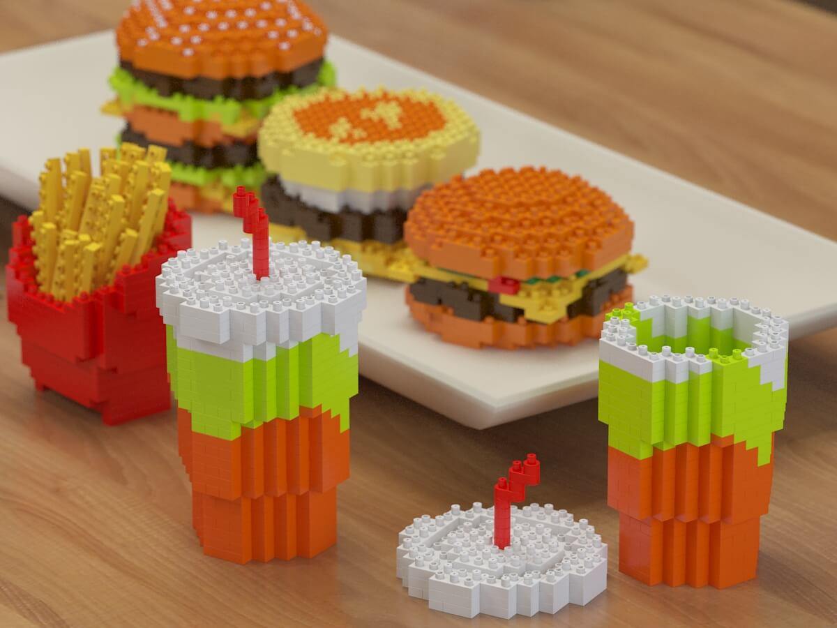 Fast Food (Storage Boxes) - LAminifigs , lego style jekca building set