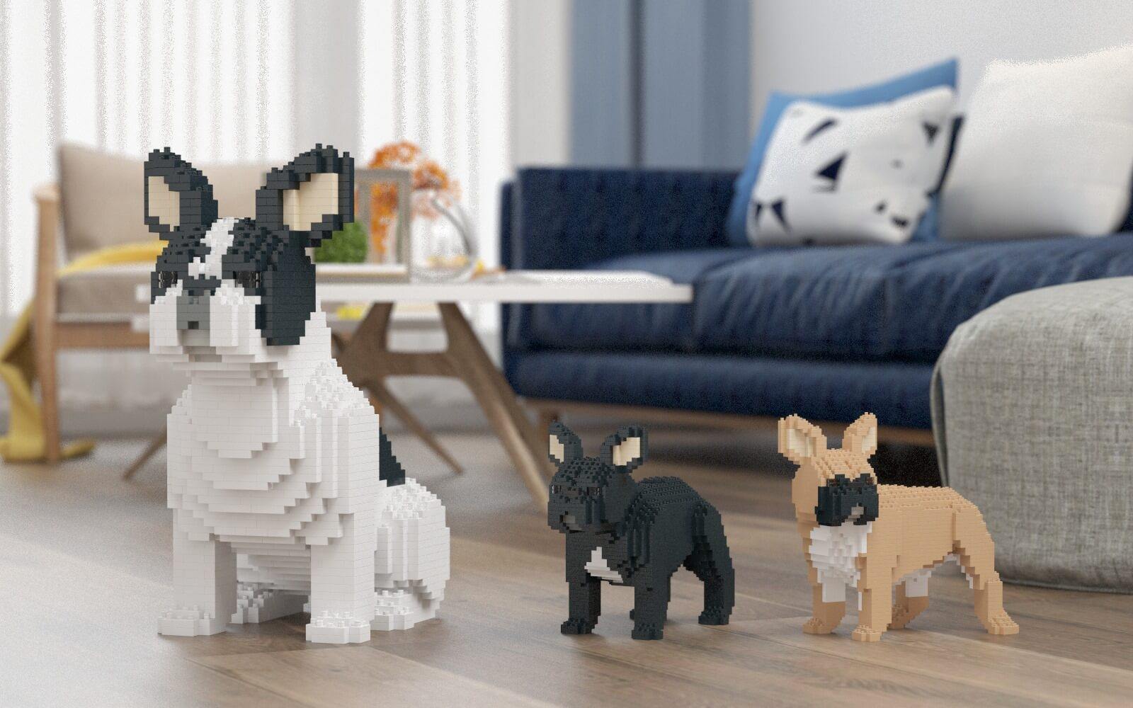 French Bulldog Dog Sculptures - LAminifigs , lego style jekca building set