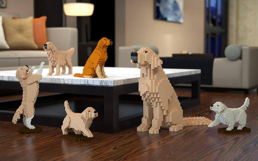 Golden Retriever Dog Sculptures, Brick Paintings, Pencil Cups - LAminifigs , lego style jekca building set