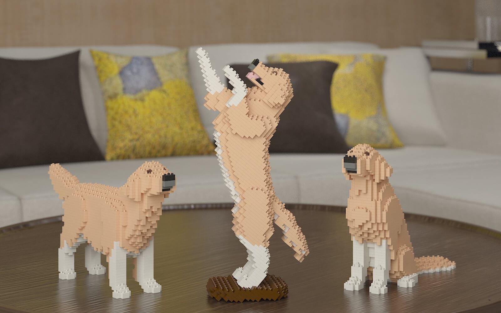 Golden Retriever Dog Sculptures, Brick Paintings, Pencil Cups - LAminifigs , lego style jekca building set