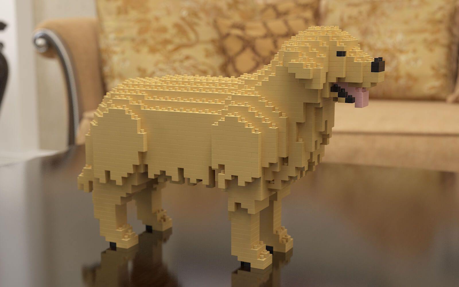 Golden Retriever Dog Sculptures, Brick Paintings, Pencil Cups - LAminifigs , lego style jekca building set