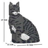 Grey Tabby Cats Sculptures - LAminifigs , lego style jekca building set