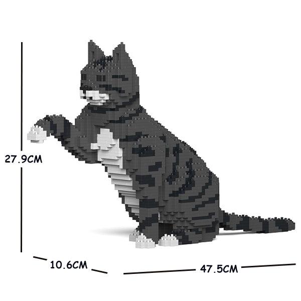 Grey Tabby Cats Sculptures - LAminifigs , lego style jekca building set