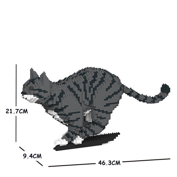 Grey Tabby Cats Sculptures - LAminifigs , lego style jekca building set