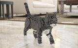 Grey Tabby Cats Sculptures - LAminifigs , lego style jekca building set