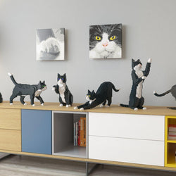 Grey Tuxedo Cats Sculptures - LAminifigs , lego style jekca building set