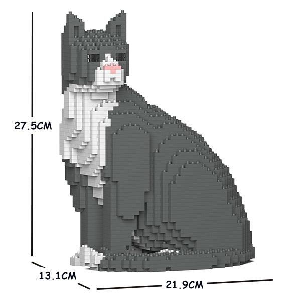 Grey Tuxedo Cats Sculptures - LAminifigs , lego style jekca building set