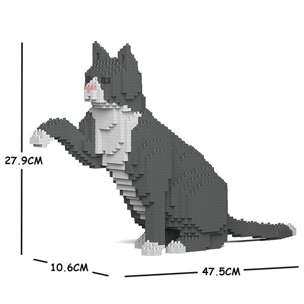 Grey Tuxedo Cats Sculptures - LAminifigs , lego style jekca building set