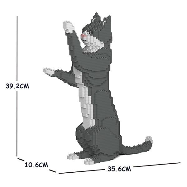 Grey Tuxedo Cats Sculptures - LAminifigs , lego style jekca building set