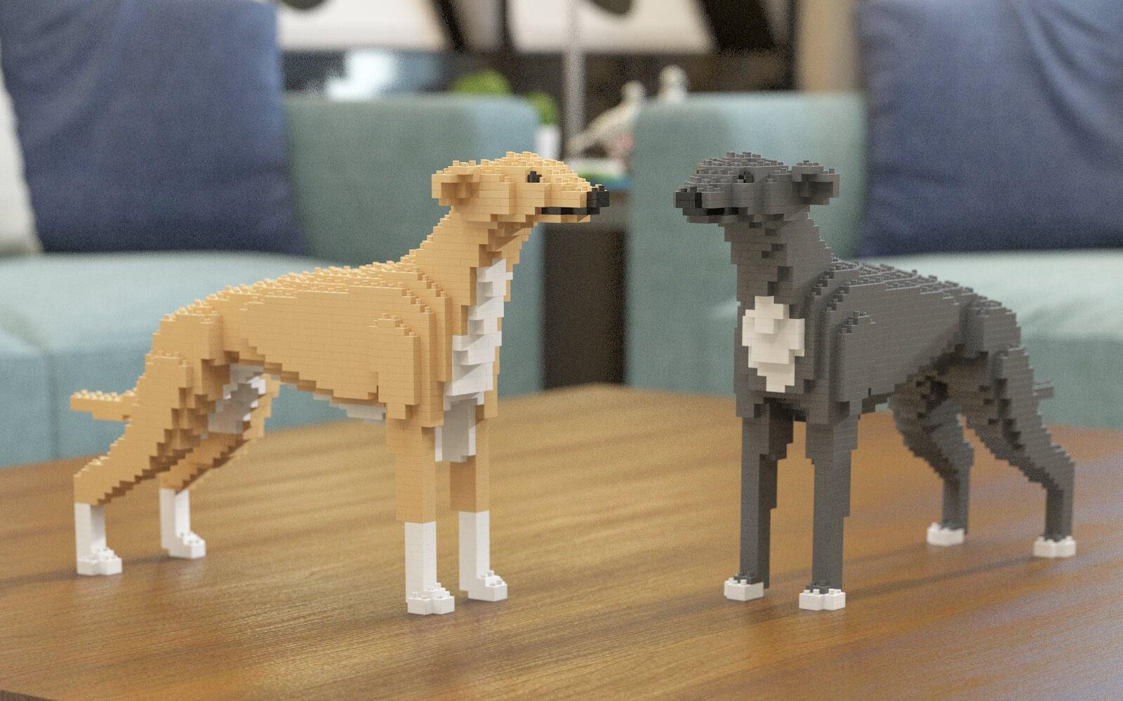 Greyhound Dog Sculptures - LAminifigs , lego style jekca building set