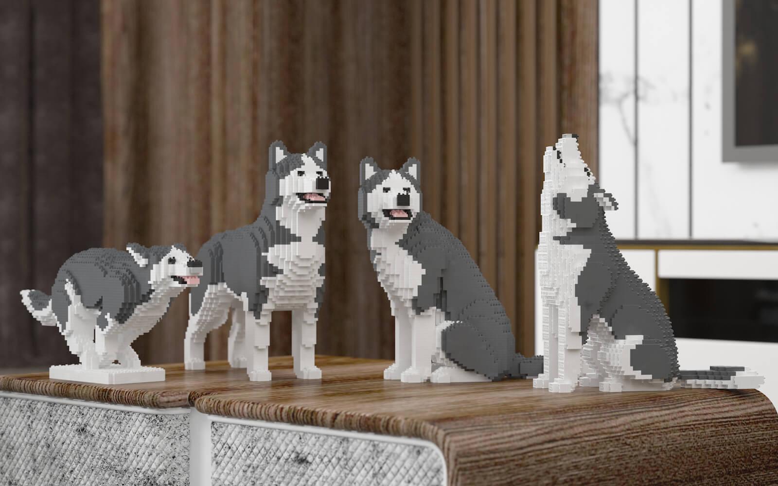 Husky 4-in-1 Pack Big Dog Sculptures - LAminifigs , lego style jekca building set