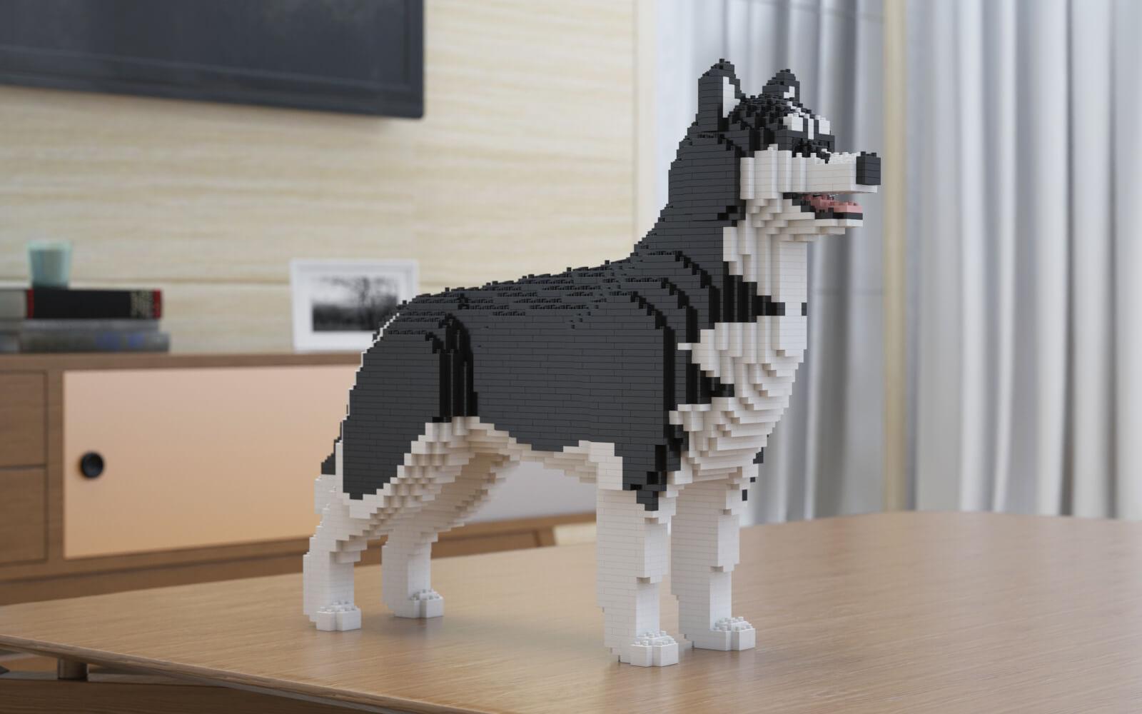 Husky 4-in-1 Pack Dog Sculptures - LAminifigs , lego style jekca building set