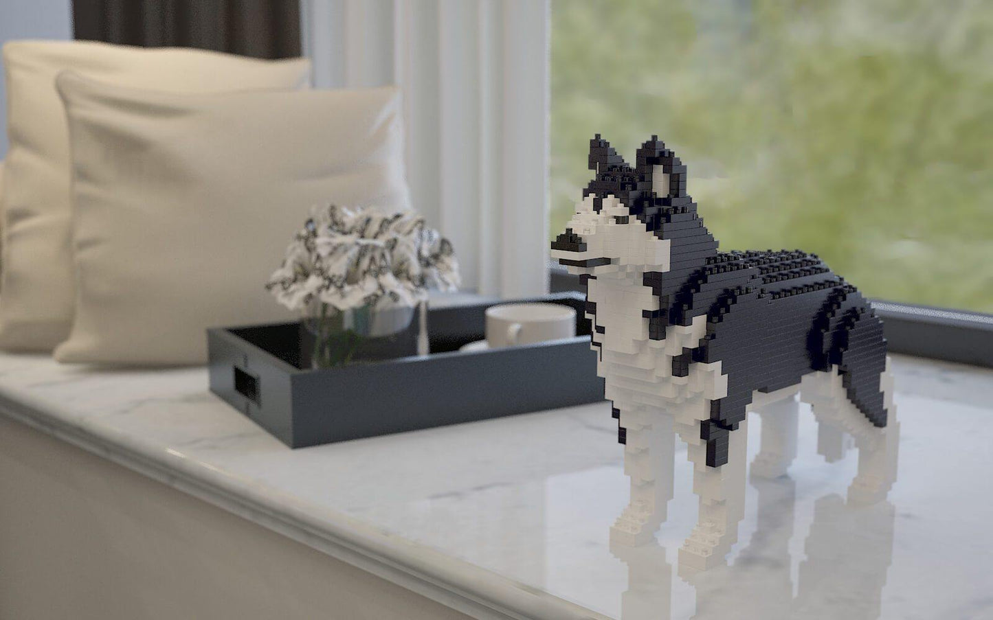 Husky Dog Sculptures - LAminifigs , lego style jekca building set