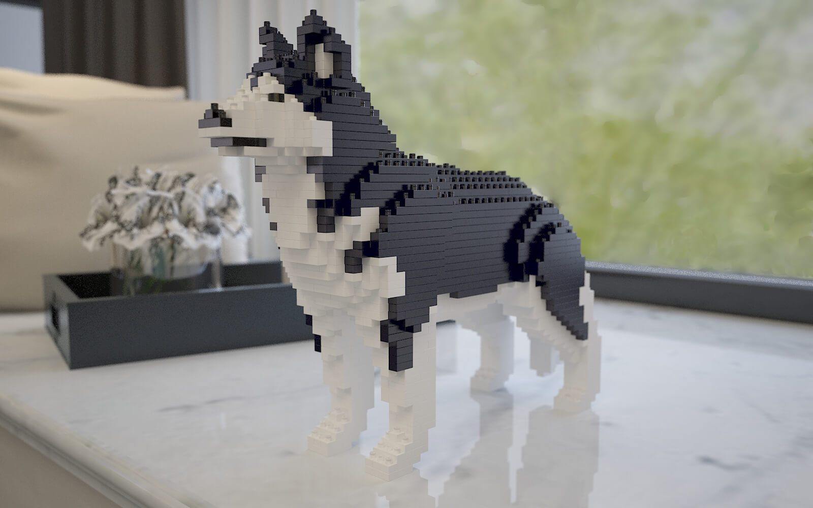 Husky Dog Sculptures - LAminifigs , lego style jekca building set