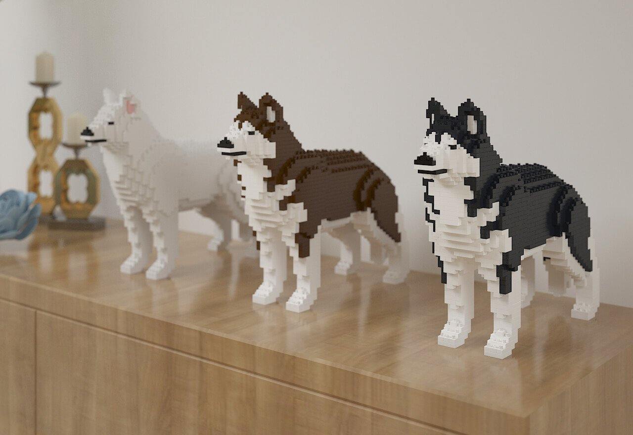 Husky Dog Sculptures - LAminifigs , lego style jekca building set