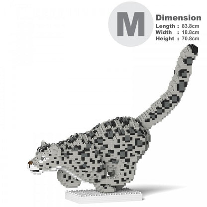 Snow Leopard Sculpture - LAminifigs , lego style jekca building set, white background, big size dimensions