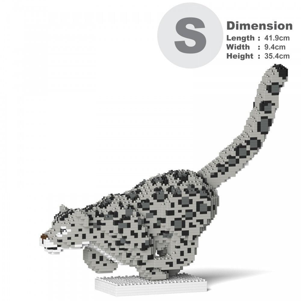 Snow Leopard Sculpture - LAminifigs , lego style jekca building set, white background, small size dimensions