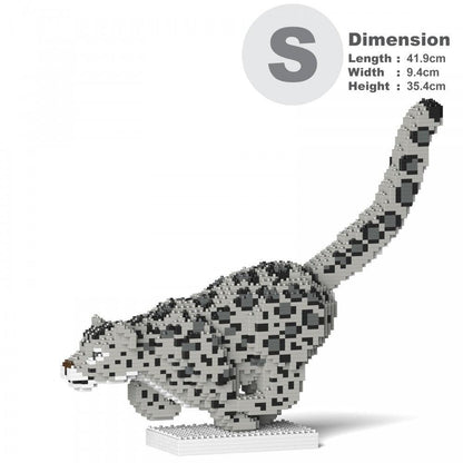 Snow Leopard Sculpture - LAminifigs , lego style jekca building set, white background, small size dimensions
