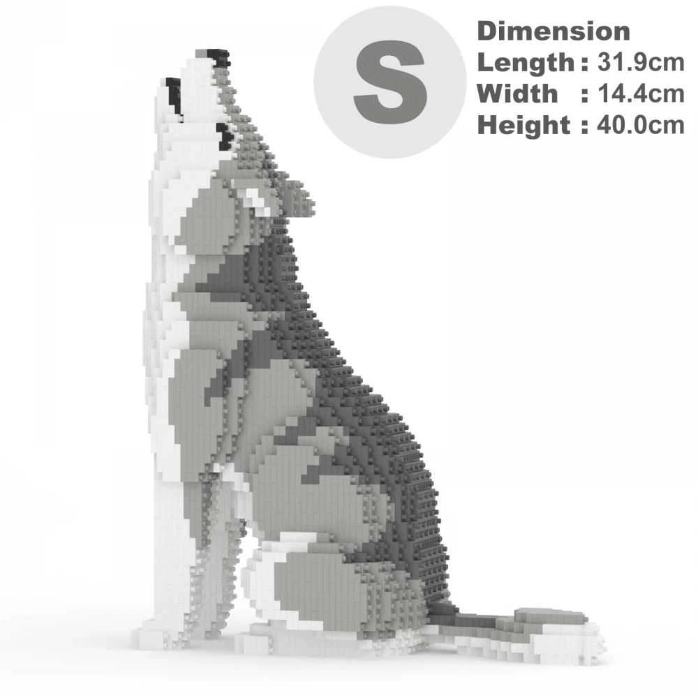 Wolf Sculpture - LAminifigs , lego style jekca building set, small size dimension