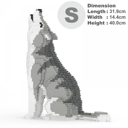 Wolf Sculpture - LAminifigs , lego style jekca building set, small size dimension