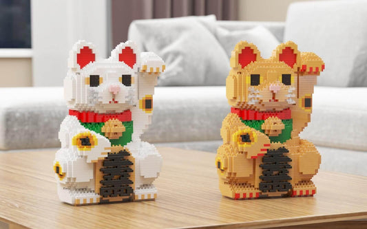 Maneki Neko Sculptures - LAminifigs , lego style jekca building set