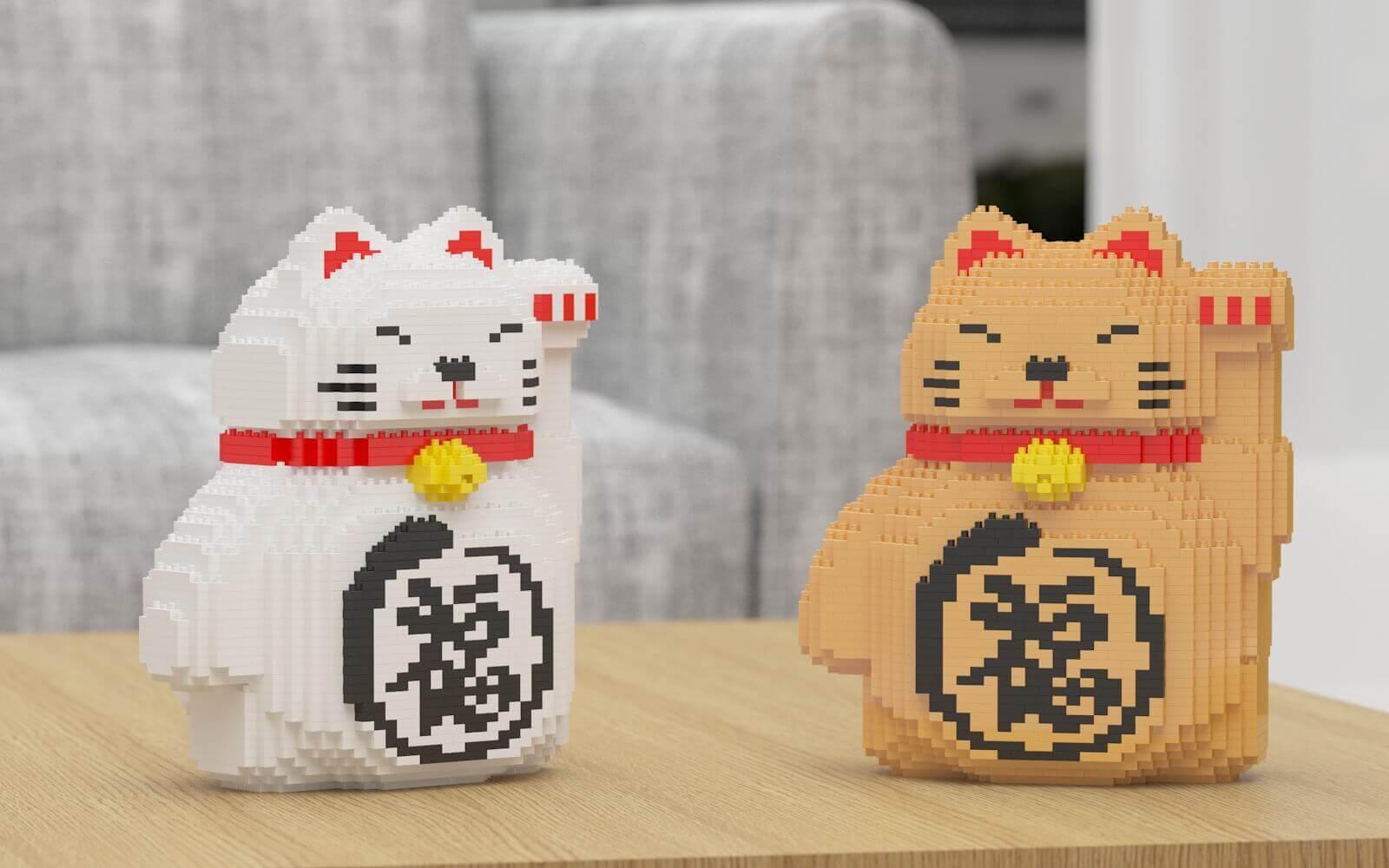 Maneki Neko Sculptures - LAminifigs , lego style jekca building set