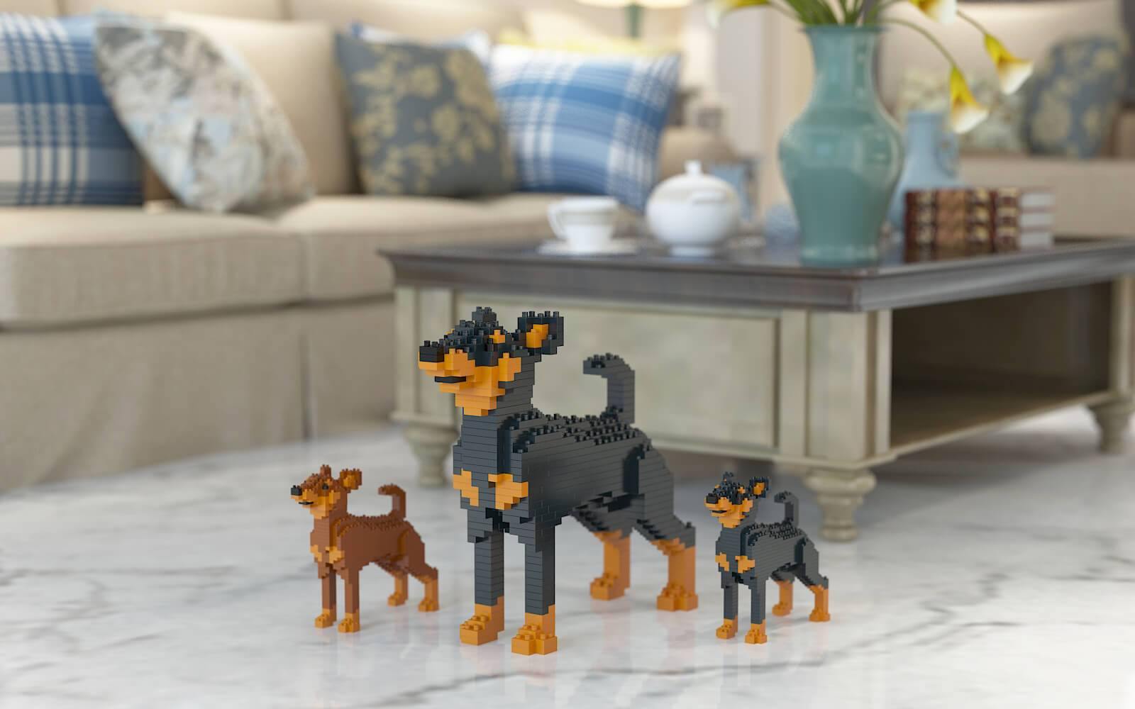 Miniature Pinscher Dog Sculptures - LAminifigs , lego style jekca building set