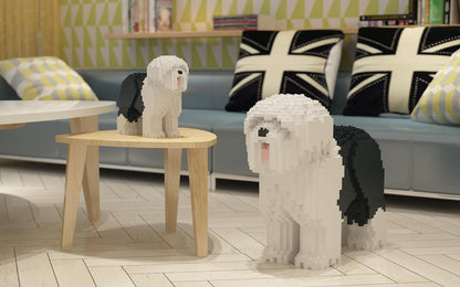 Old English Sheepdog Dog Sculptures - LAminifigs , lego style jekca building set