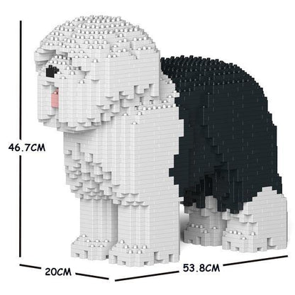 Old English Sheepdog Dog Sculptures - LAminifigs , lego style jekca building set