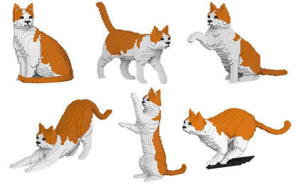 Orange & White Cats Sculptures - LAminifigs , lego style jekca building set