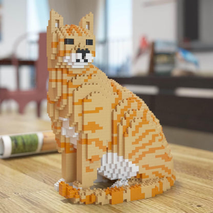 Orange Tabby Cats Sculptures - LAminifigs , lego style jekca building set