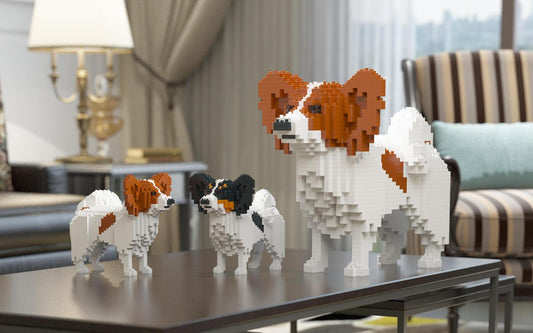 Papillon Dog Sculptures - LAminifigs , lego style jekca building set